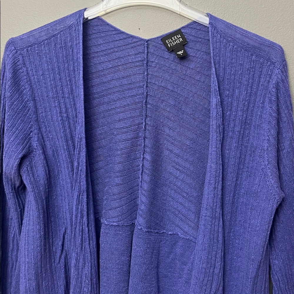 Eileen Fisher Purple Open Front Sweater- Size L - Picture 3 of 7